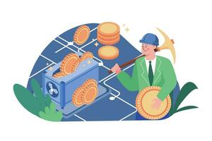 Bitcoin Mining System Illustration concept. A flat illustration isolated on white background vector