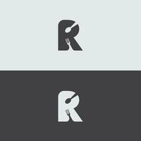 Simple Initial Letter R with Spoon and fork Vector Logo, Black and White Background. Suitable for Food Restaurant Logo Design Inspiration