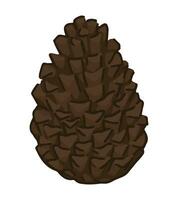 Cartoon clipart of pine cone. Doodle of autumn forest harvest. Contemporary vector illustration isolated on white background.