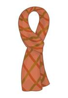 Doodle of checkered scarf. Cartoon clipart of autumn accessory. Contemporary vector illustration isolated on white background.