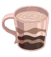 Doodle of cup of latte. Cozy coffee beverage clipart isolated on white background. Vector illustration in cartoon style.