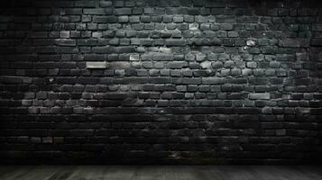 Bold and industrial. Black brick wall background with ample copy space photo