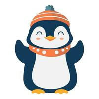 linda pingüino invierno vector ilustración