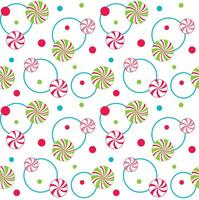 Seamless Christmas Peppermint Candy Pattern With Dots And Circles On White Background vector