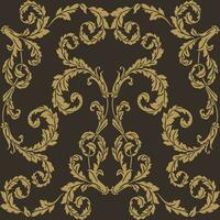 Seamless Gold Baroque Pattern On Black Pattern vector