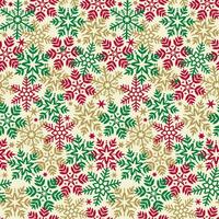 Seamless Christmas Red Green And Gold Snowflakes On Beige Background vector