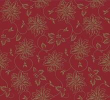 Seamless Gold Poinsettia On Red Background vector