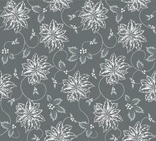 Seamless Christmas White Poinsettia On Gray Background vector