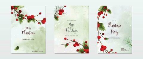 Collection of Christmas watercolor natural art background set vector