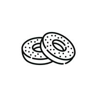 Donut line icon isolated on white background vector