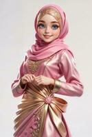 Flight attendant doll with muslim dress. Generative Ai photo