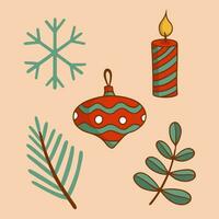 Christmas Decoration Item Collection Set. Social Media Post. Christmas Ornament Vector Illustration.