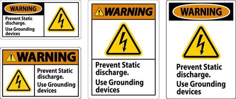 Warning Sign Prevent Static Discharge, Use Grounding Devices vector