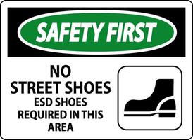 Safety First Sign No Street Shoes, ESD Shoes Required In This Area vector