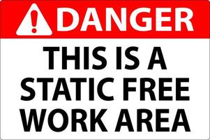 Danger Sign This Is A Static Free Work Area vector