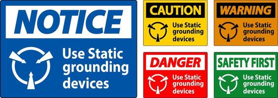 Warning Sign Use Static Grounding Devices vector