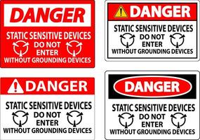 Danger Sign Static Sensitive Devices Do Not Enter Without Grounding Devices vector