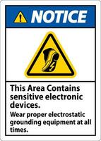 Notice Sign This Area Contains Sensitive Electronic Devices, Wear Proper Electrostatic Grounding Equipment At All Times vector