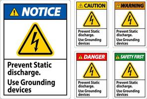 Caution Sign Prevent Static Discharge, Use Grounding Devices vector