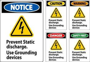 Caution Sign Prevent Static Discharge, Use Grounding Devices vector