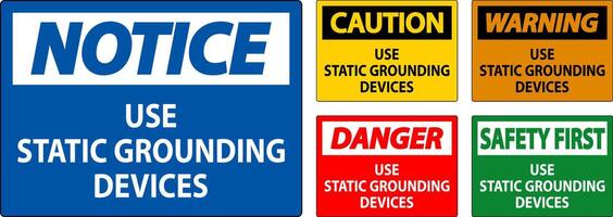 Warning Sign Use Static Grounding Devices vector