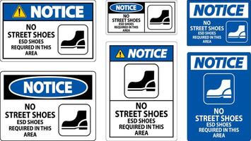 Notice Sign No Street Shoes, ESD Shoes Required In This Area vector