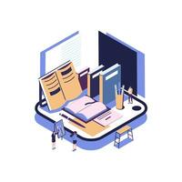 school subject language flat style isometric illustration vector design