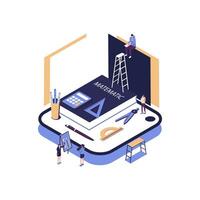 school subject mathematics flat style isometric illustration vector design