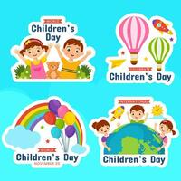 Children's Day Label Flat Cartoon Hand Drawn Templates Background Illustration vector