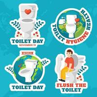 Toilet Day Label Illustration Flat Cartoon Hand Drawn Templates Background vector