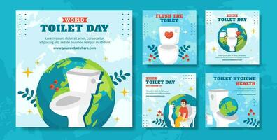 Toilet Day Social Media Post Flat Cartoon Hand Drawn Templates Background Illustration vector