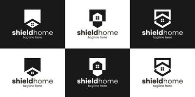 shield and home logo design icon vector illustration