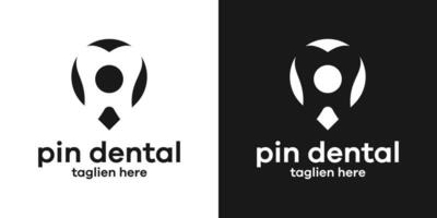 negative space pin location and dental vector illustration