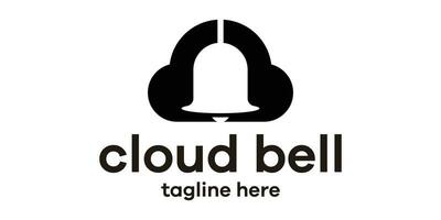 nube y campana notificación logo vector ilustración