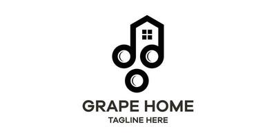grape and home logo design icon vector illustration