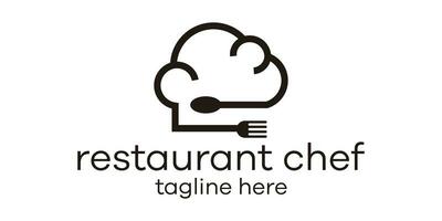 creative line logo chef and food vector illustration