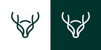 logo design with a deer head element made in a minimalist line style. vector