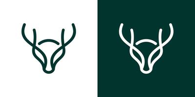 logo design with a deer head element made in a minimalist line style. vector