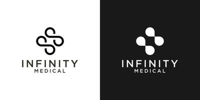 infinito y médico logo diseño vector ilustración