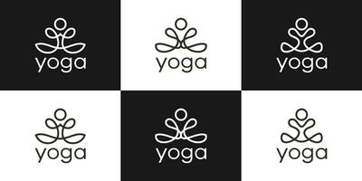 yoga logo diseño línea vector ilustración