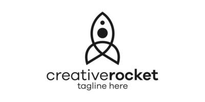 creative line rocket logo icon vector illustration