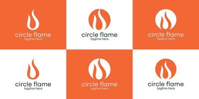 set logo flame illustration icon vector