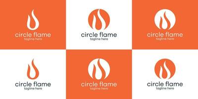 set logo flame illustration icon vector