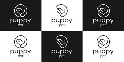 set logo creative dog line icon vector illustration