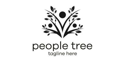 árbol y personas logo icono vector ilustración