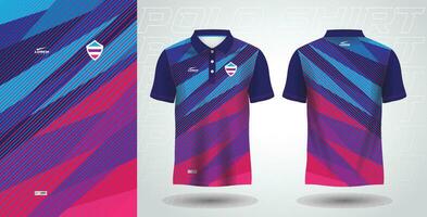 blue purple and pink color polo sport shirt jersey template vector