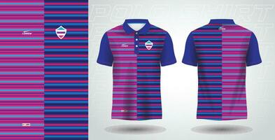 blue purple and pink color polo sport shirt jersey template vector