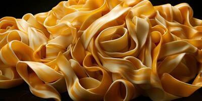 AI Generated. AI Generative. Homemade classic italian spaghetti  pasta tagliatelle noodle top view abstract food background.  Graphic Art photo