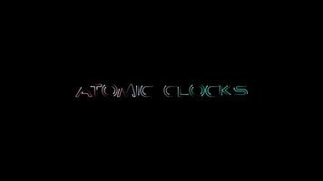 atom- klockor glöd färgrik neon laser text tekniskt fel effekt video