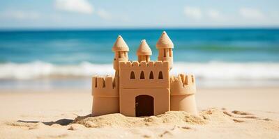 AI Generated. AI Generative. Beautiful fort sand castle. Vacation chill sea ocean vibe. Graphic Art photo